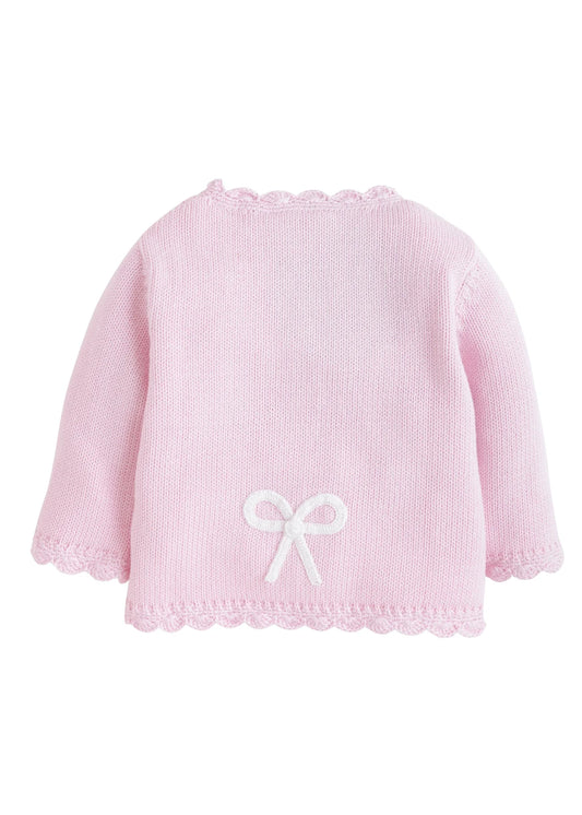 Little English Bow Crochet Pink Sweater for baby