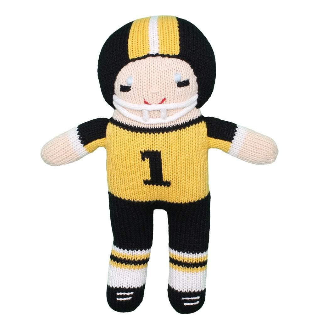 Zubels Black & Gold Football Player Rattle Doll