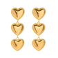 HJane Jewels Triple Heart Stud Earrings 