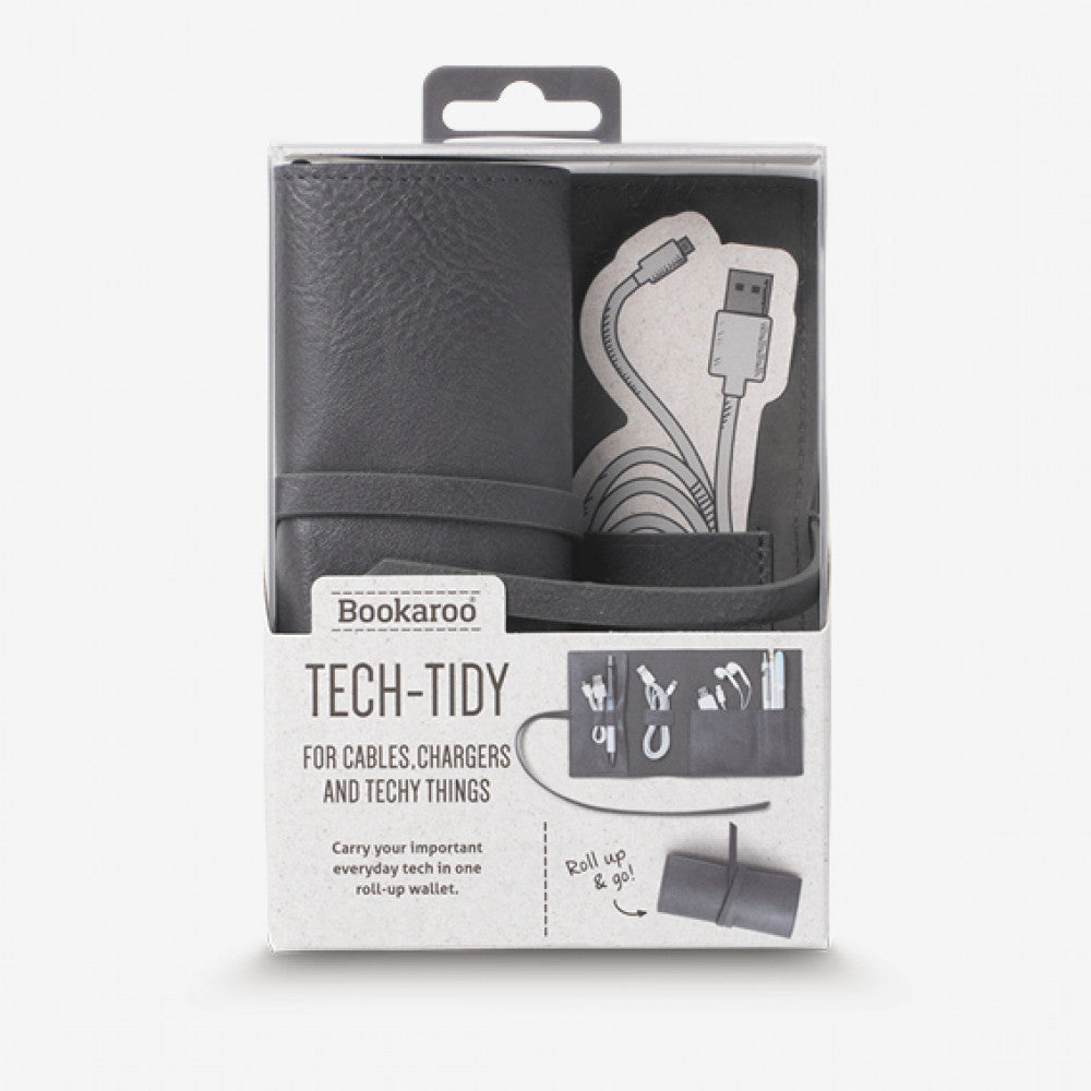 bookaroo tech tidy travel case cable and tech organizer charcoal