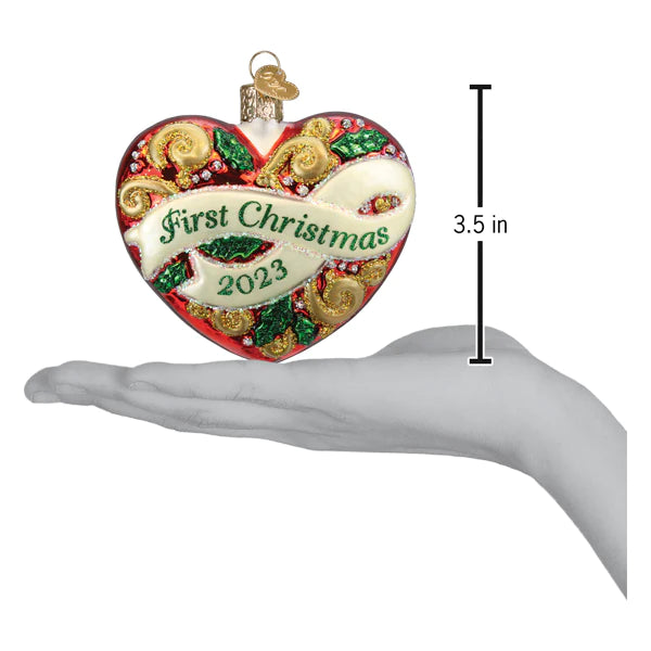 Old World Christmas 2023 First Christmas heart ornament 