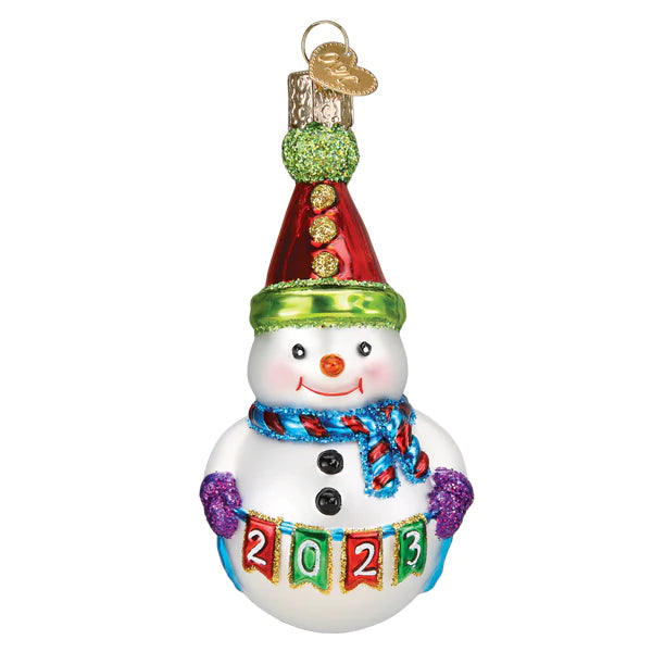 Old World Christmas 2023 Party Snowman glass ornament 
