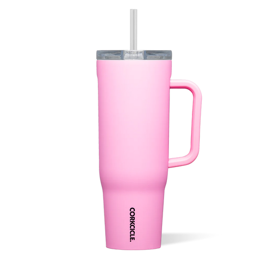 Corkcicle Sun-soaked pink cruiser 40oz insulated tumbler with handle 