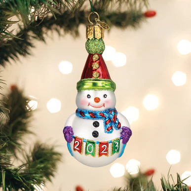 Old World Christmas 2023 Party Snowman glass ornament 