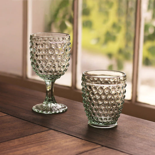Glass Hobnail Double Old Fashioned Set of 4