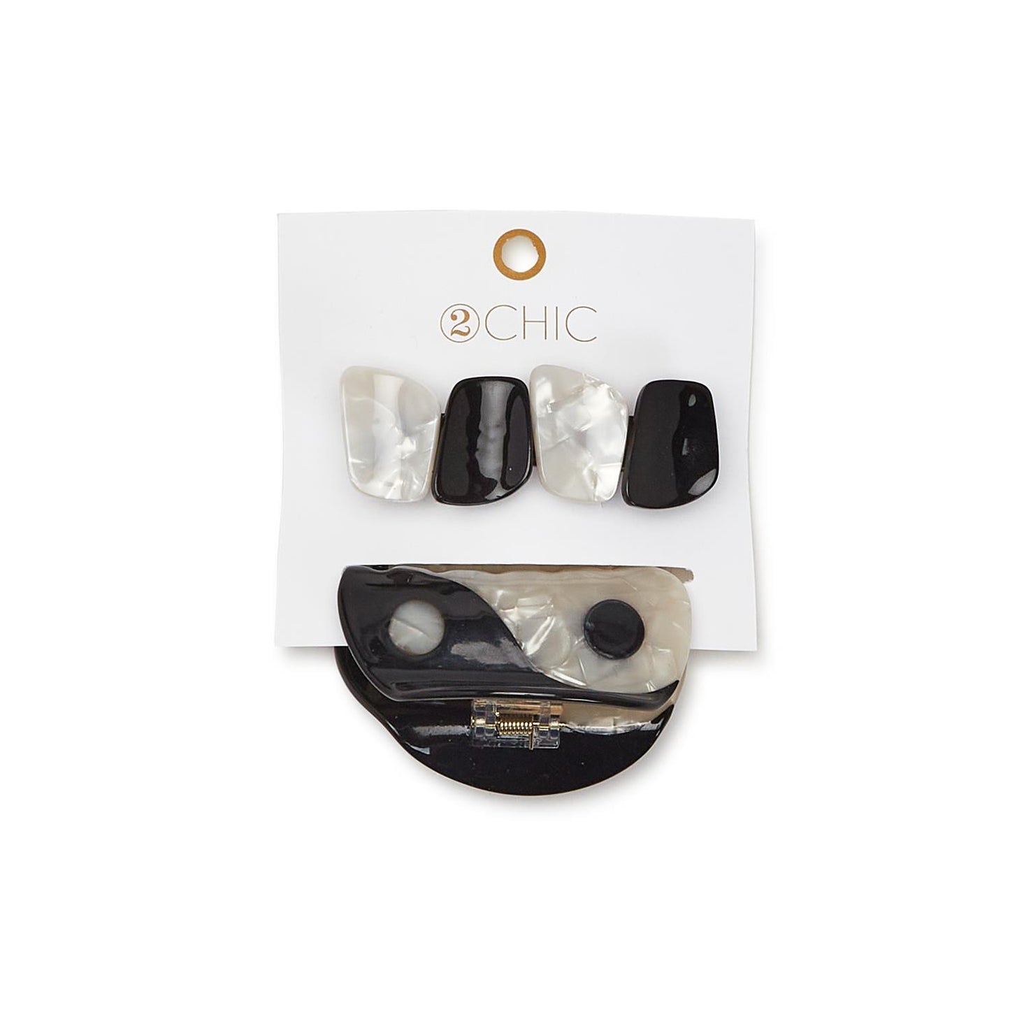 Harmony black and white Barrette and Claw Clip Set 