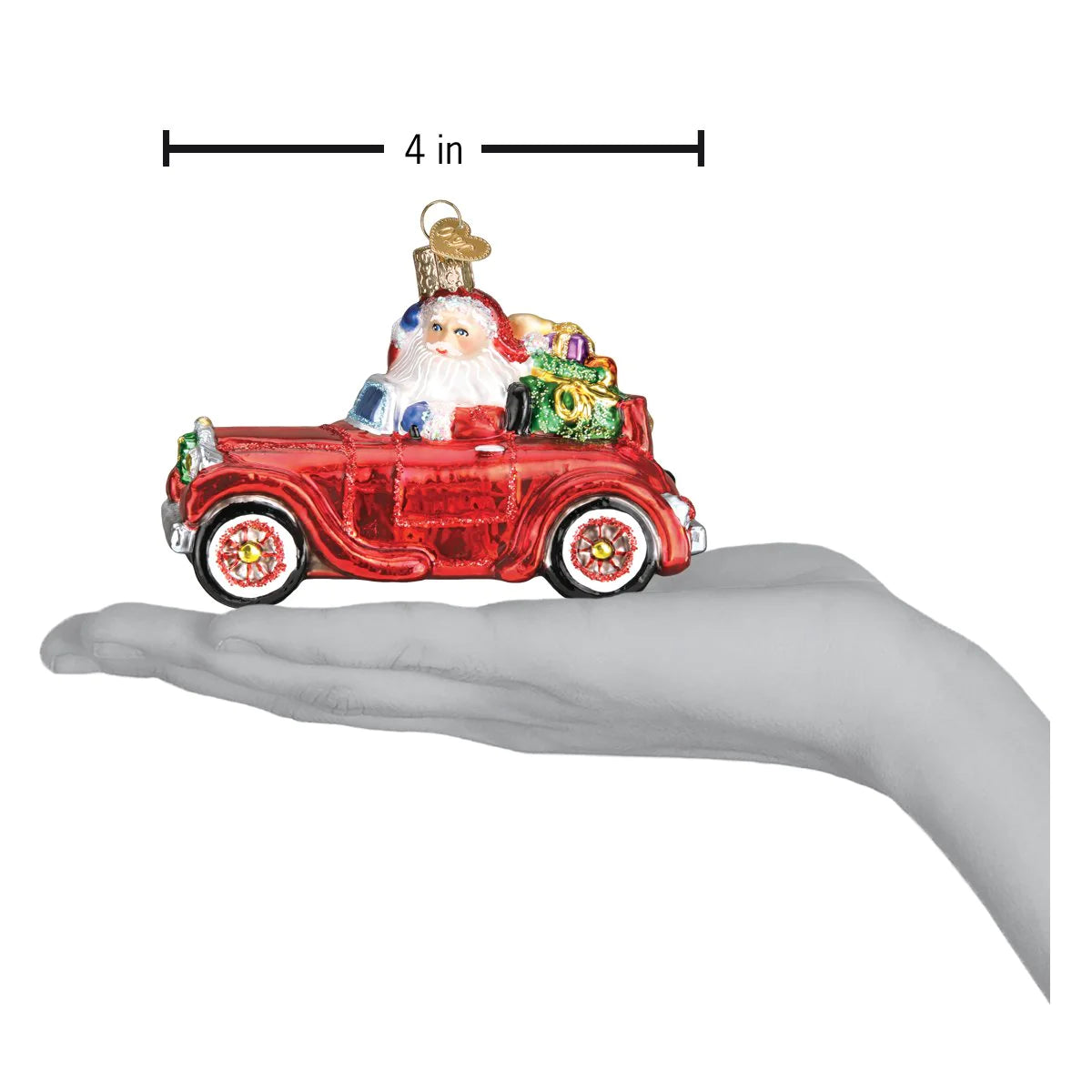 Old World Christmas Santa in Antique Car ornament 