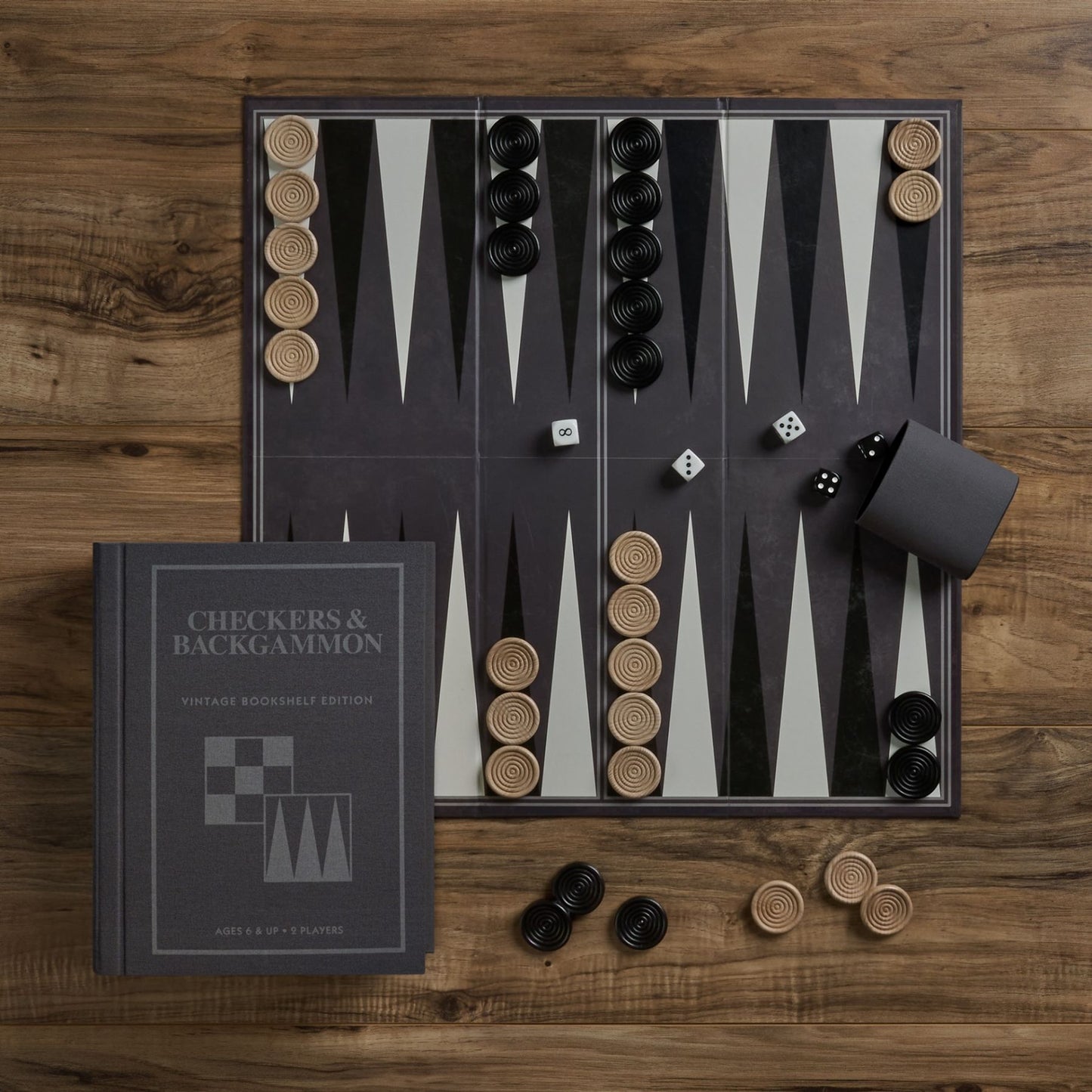 Checkers Backgammon Vintage Bookshelf Edition