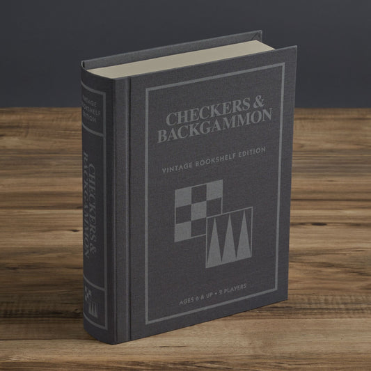 Checkers Backgammon Vintage Bookshelf Edition