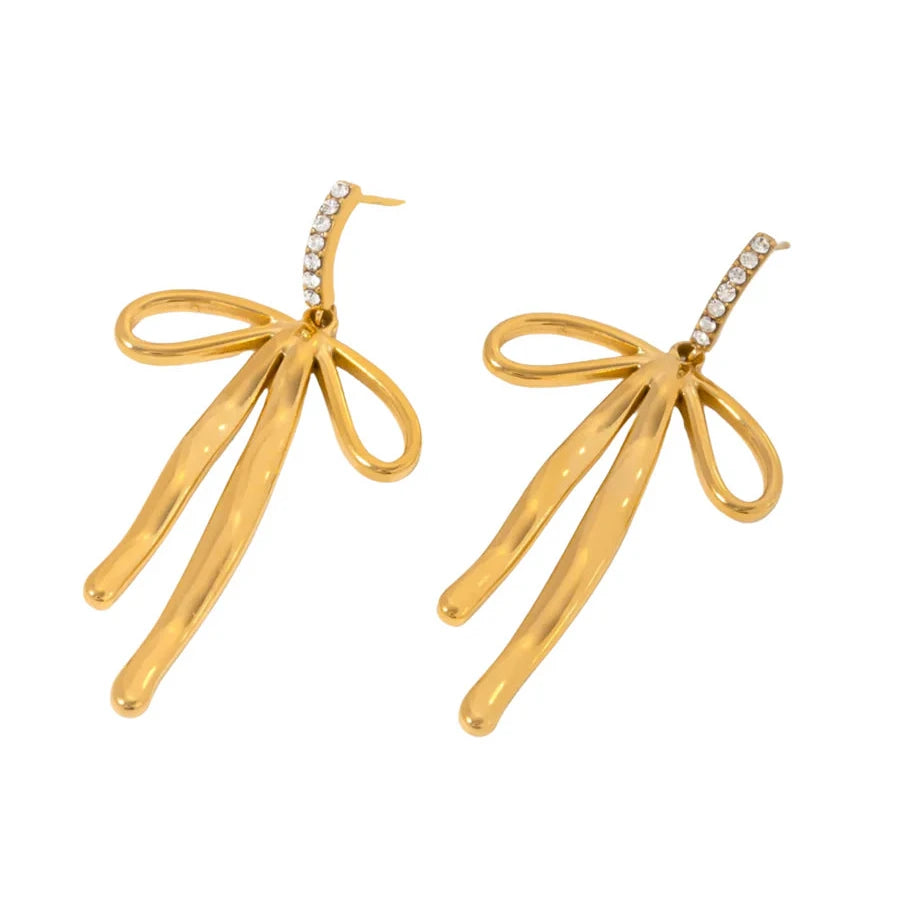 HJane Jewels Pave Gold Bow Earrings 