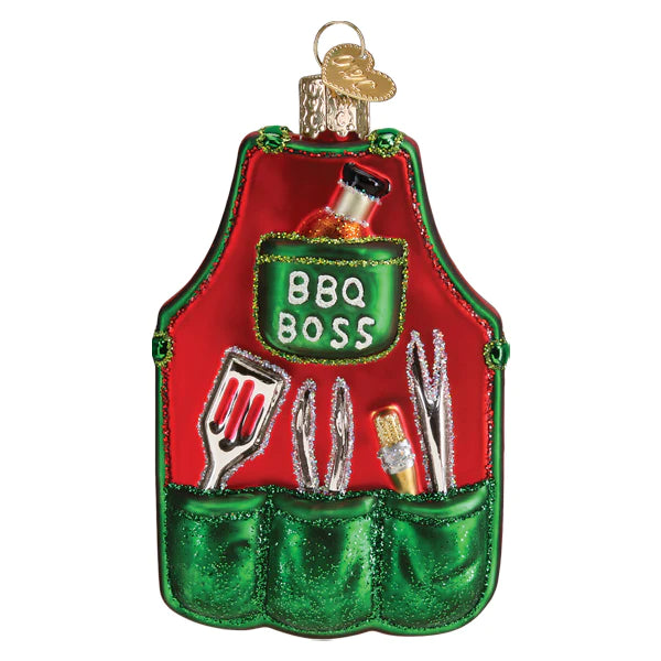 Old World Christmas BBQ Apron BBQ boss ornament 