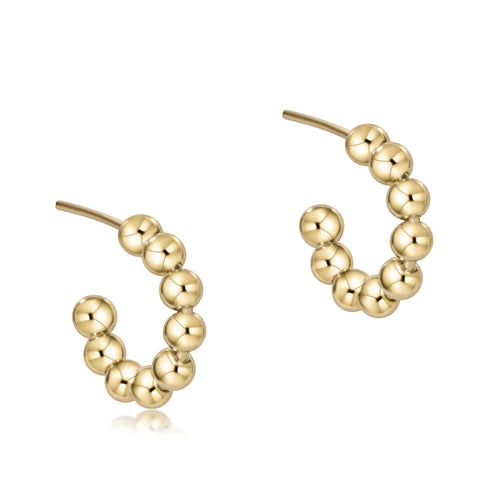 eNewton Beaded Classic 1.25" Post Hoop-4mm Gold Beautiful Earrings