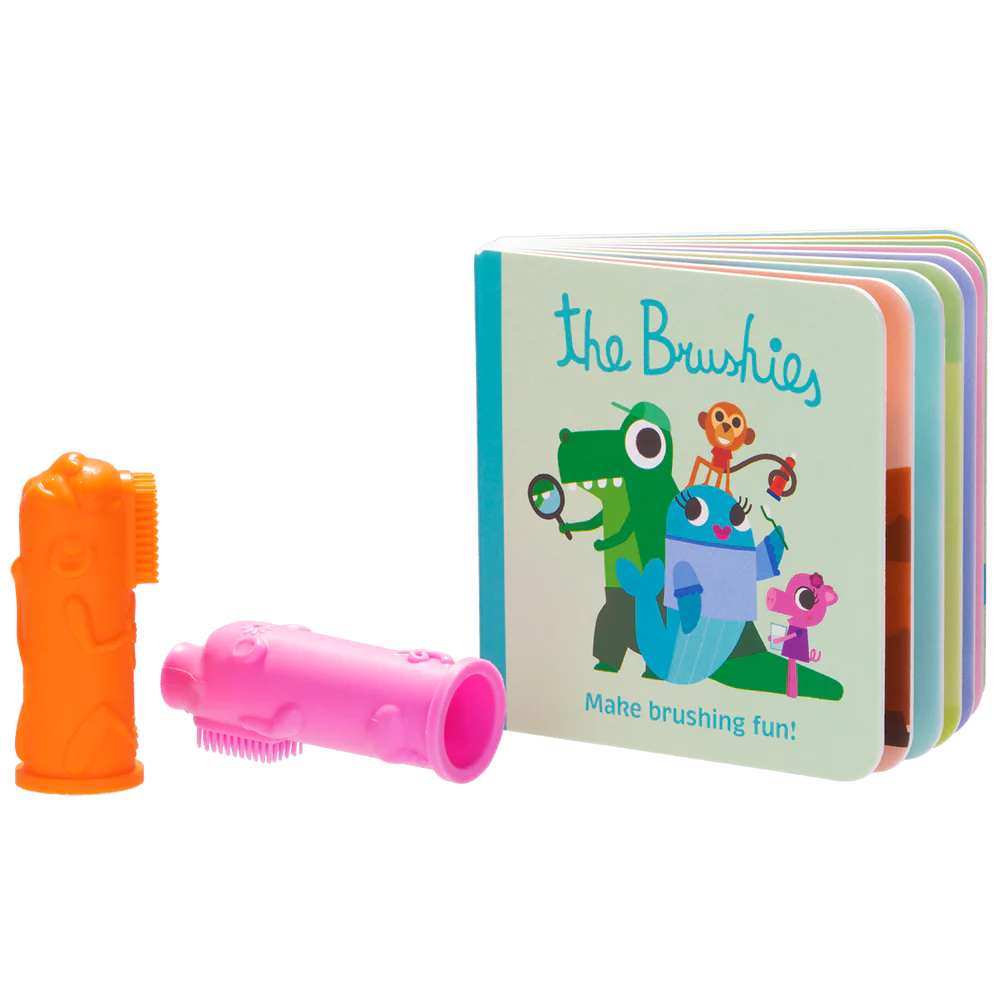 Brushies 2 Pack Silicone Toothbrushes with book 