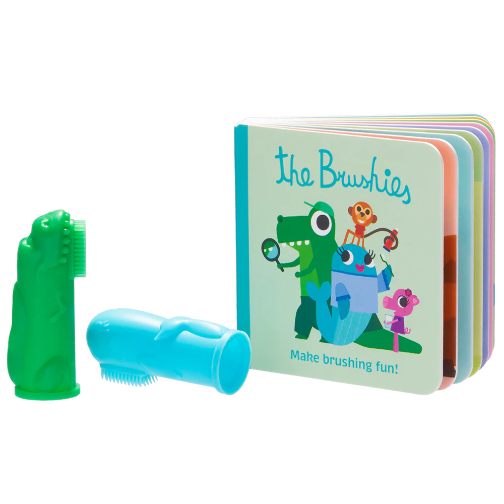 Brushies 2 Pack Silicone Toothbrushes with book 