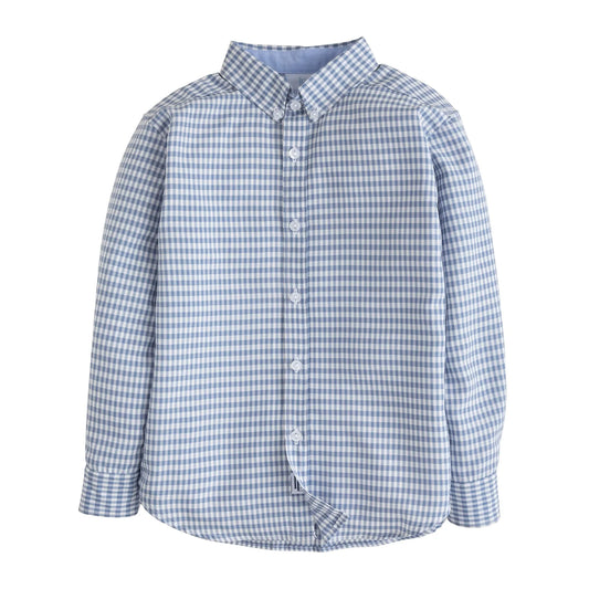 Button Down Shirt - Gray Blue Gingham