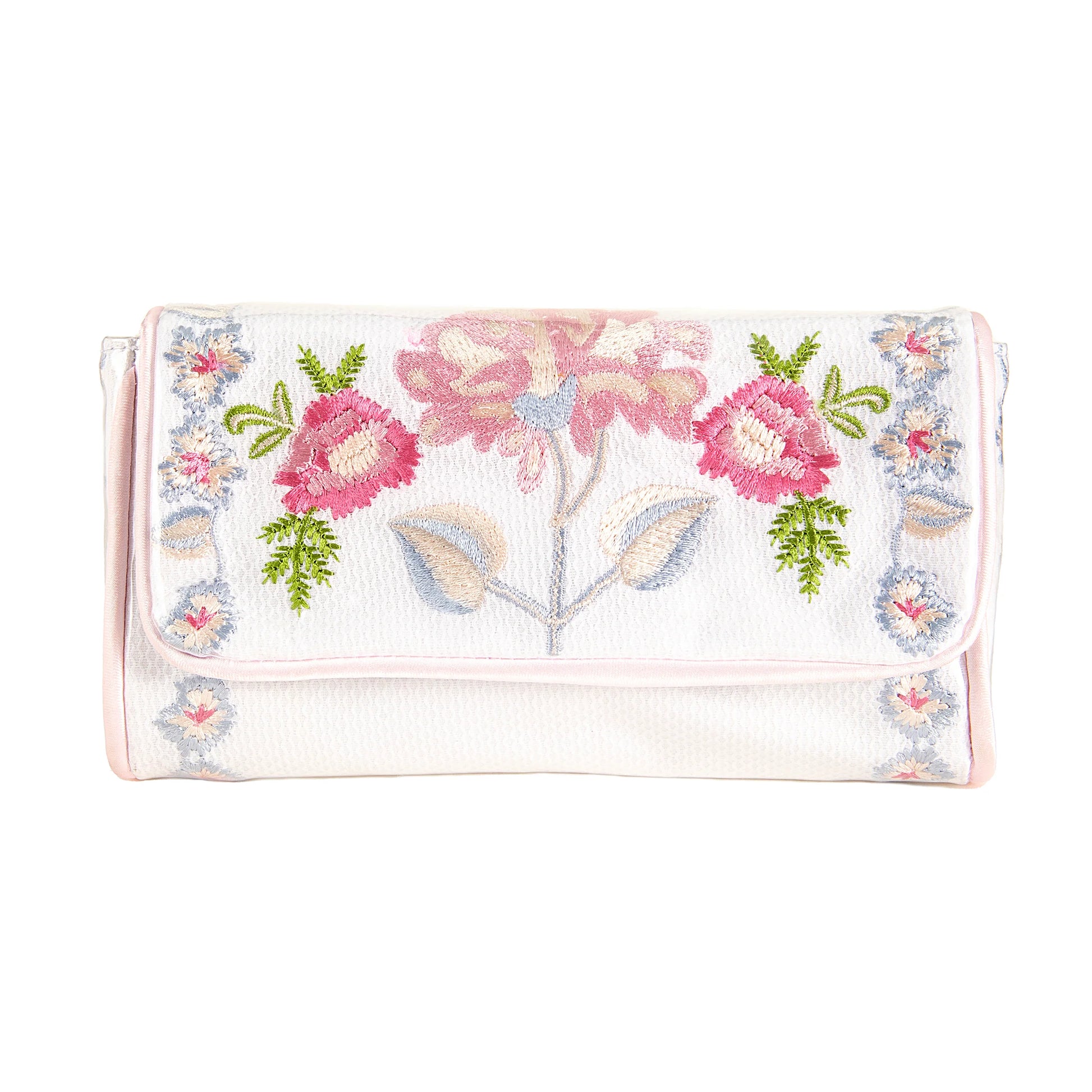 Lenora Embroidered small make-up bag pink