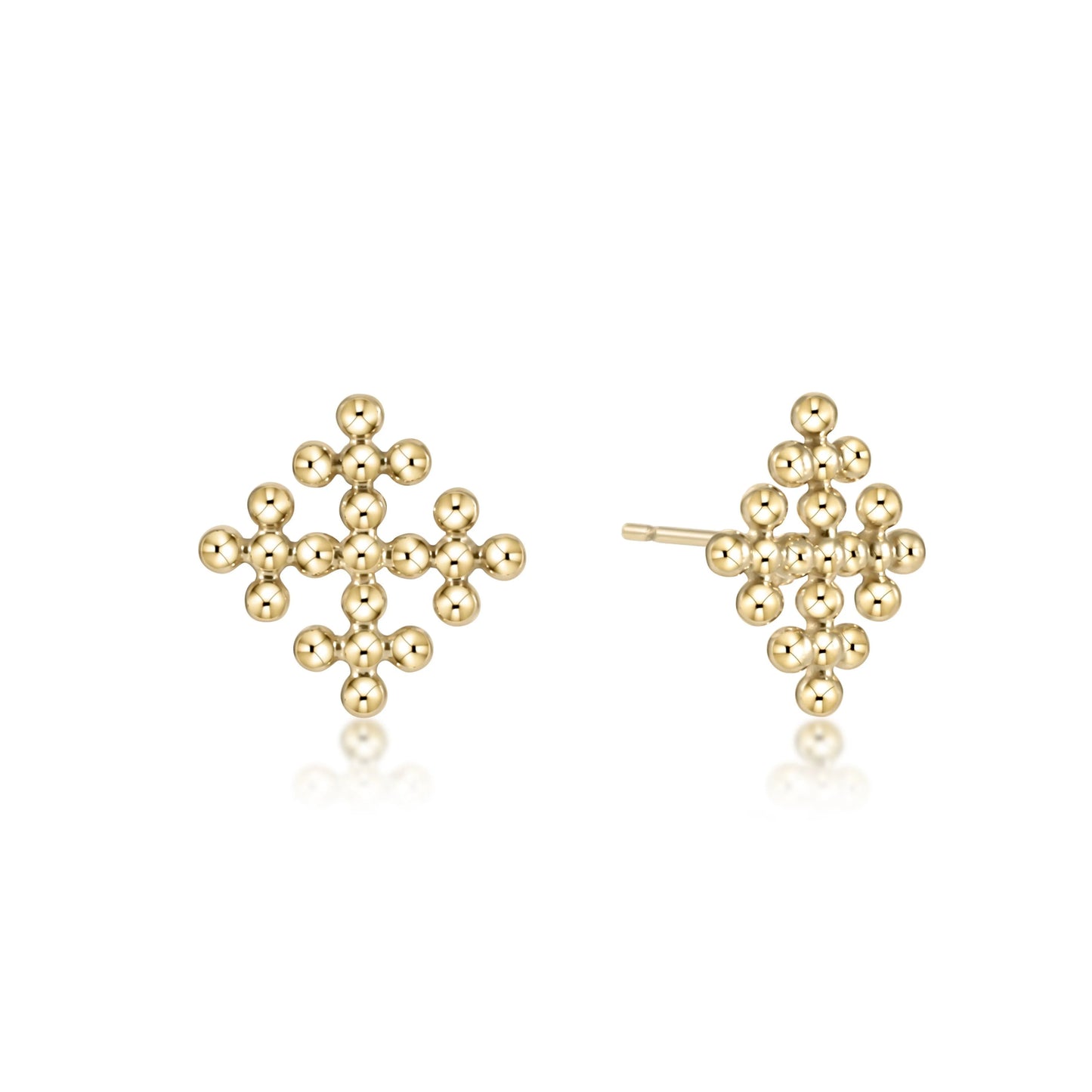 eNewton Beaded Gold Cross Encompass Stud Earrings Beautiful and Unique 