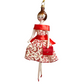 Soffieria De Carlini Lady in Red & White Dress glass Christmas ornament