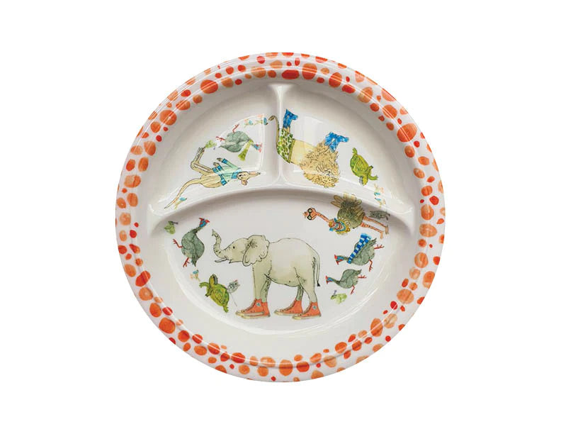 Relish Today's Everyday Divided Baby Plate Animal Friends Coral for baby and kids
