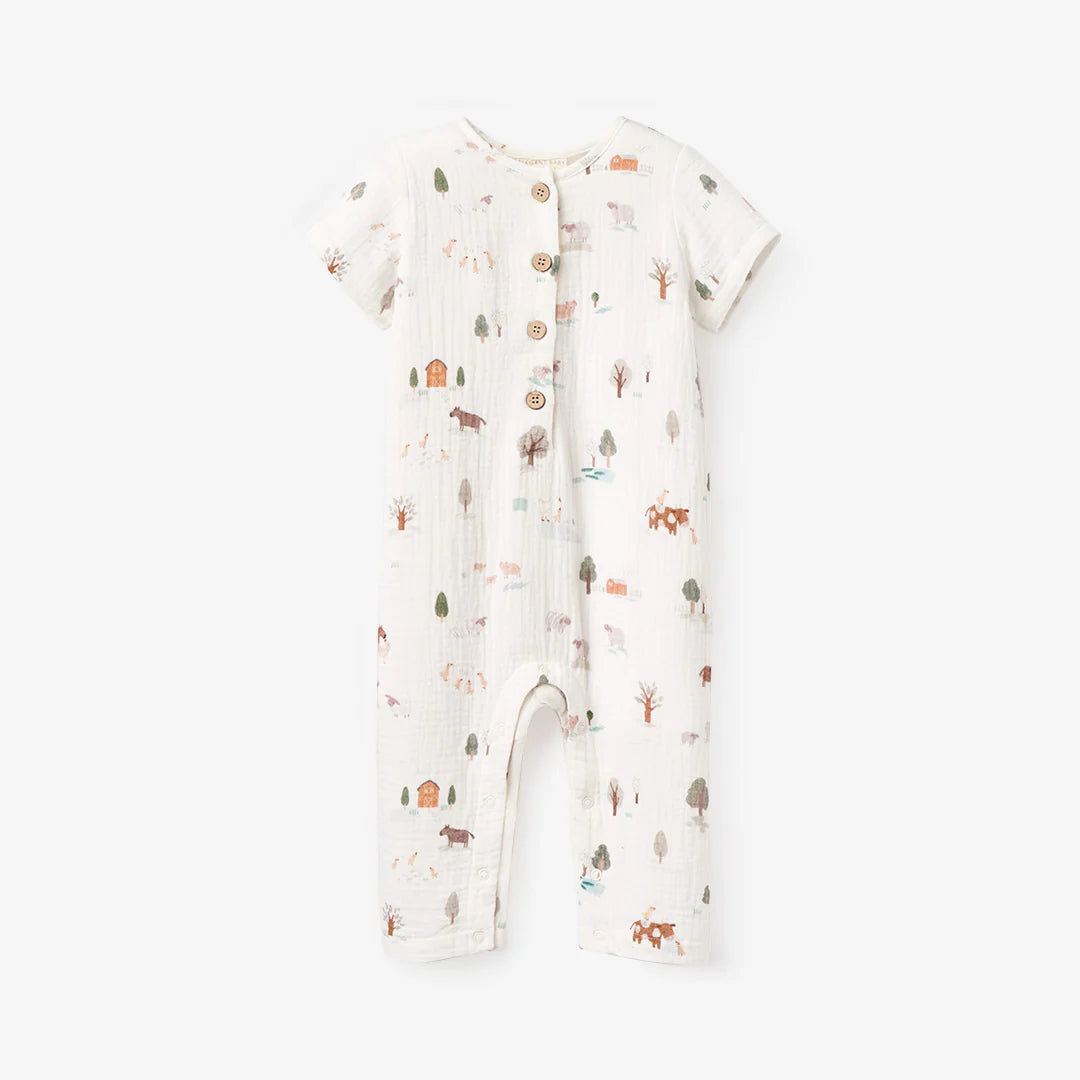 Elegant Baby On the Farm Organic Muslin Jumpsuit baby clothes 