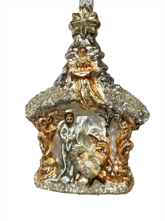 Silver and Gold Nativity Ornament