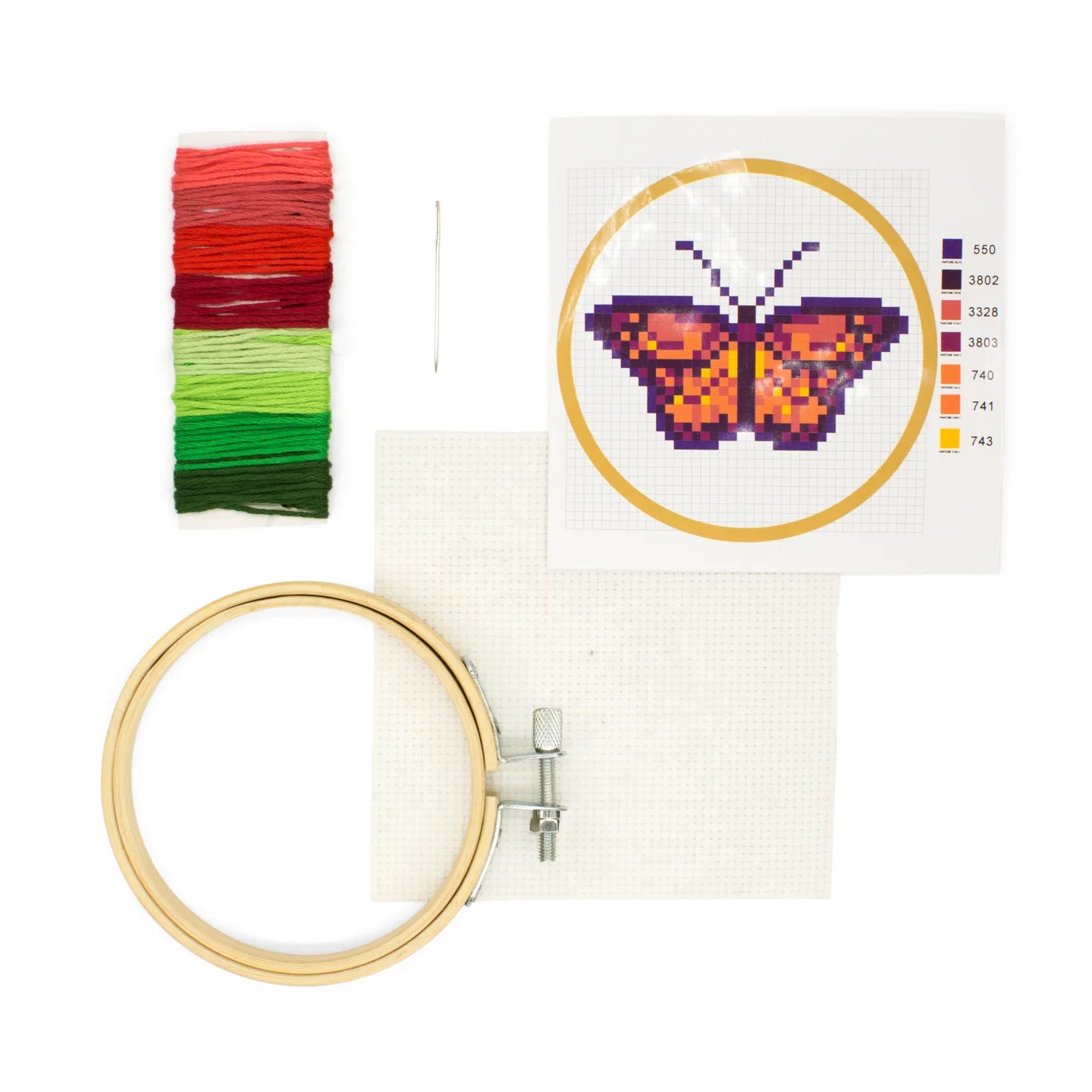 Kikkerland Mini cross stitch butterfly embroidery kit 