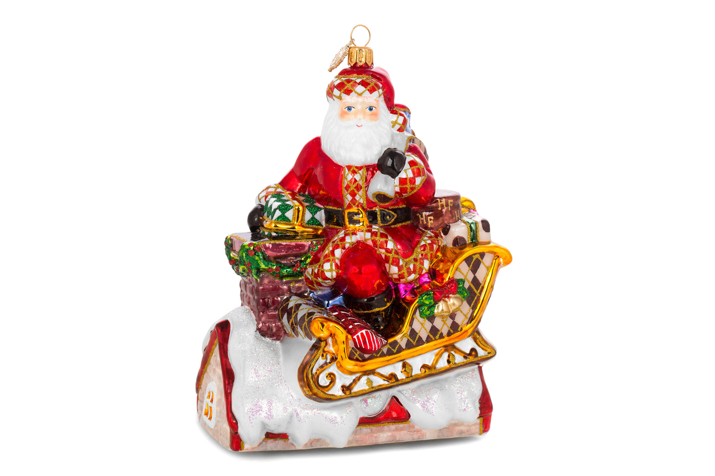 Huras Family Poland Santa Has Landed glass Christmas ornament 