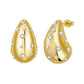 HJane Pearl Pave Drop Gold Stud Earrings 