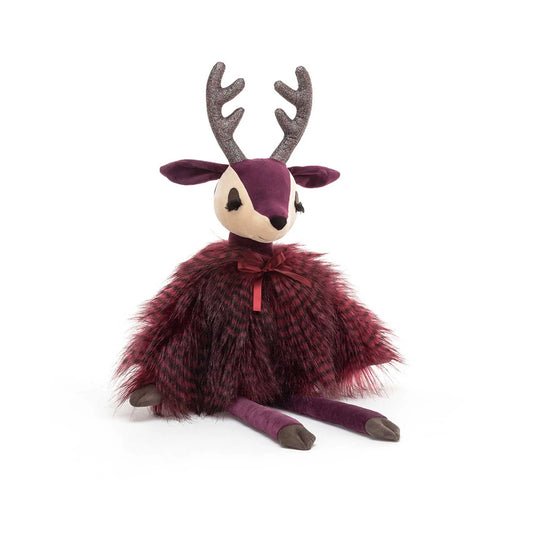 jellycat reindeer christmas fabulous feather lashes jelly cat deer girly xmas burgundy maroon red purple feminine stuffed animal plush