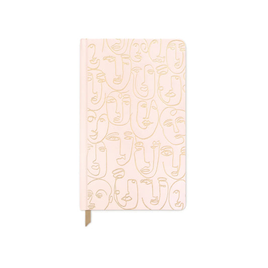 Design Works Pink Cloth Journal Gold abstract face design 