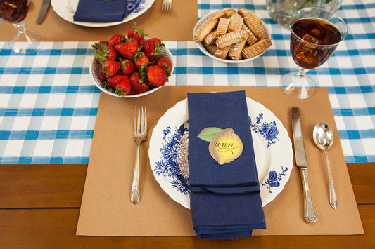 Blue Painted Check Table Runner 