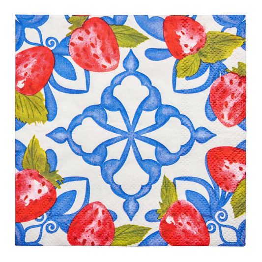 Sophistiplate Bleu Strawberries cocktail napkins 