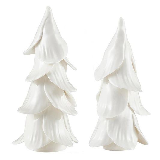 Handmade Christmas Trees - White - Set of 2