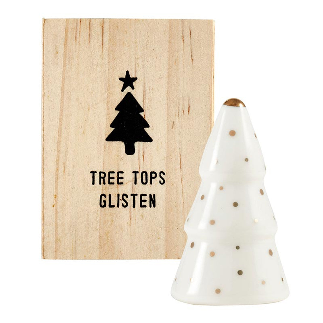 Ceramic Figurine Pine Wood Box - Tree