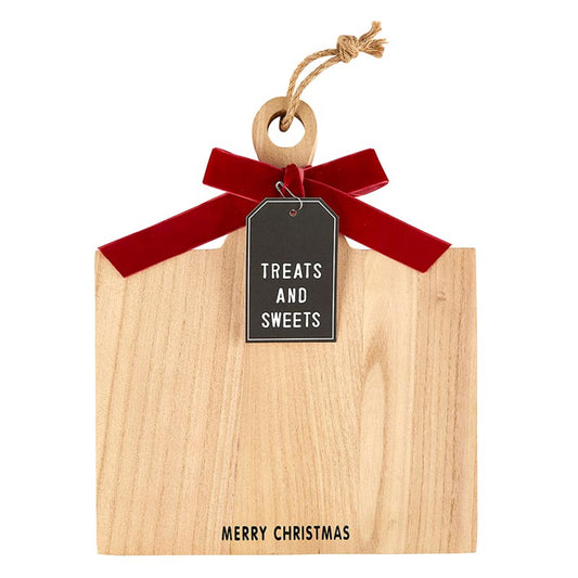 Santa Barbara Design Studio Face to Face Wood Board Merry Christmas with red bow 