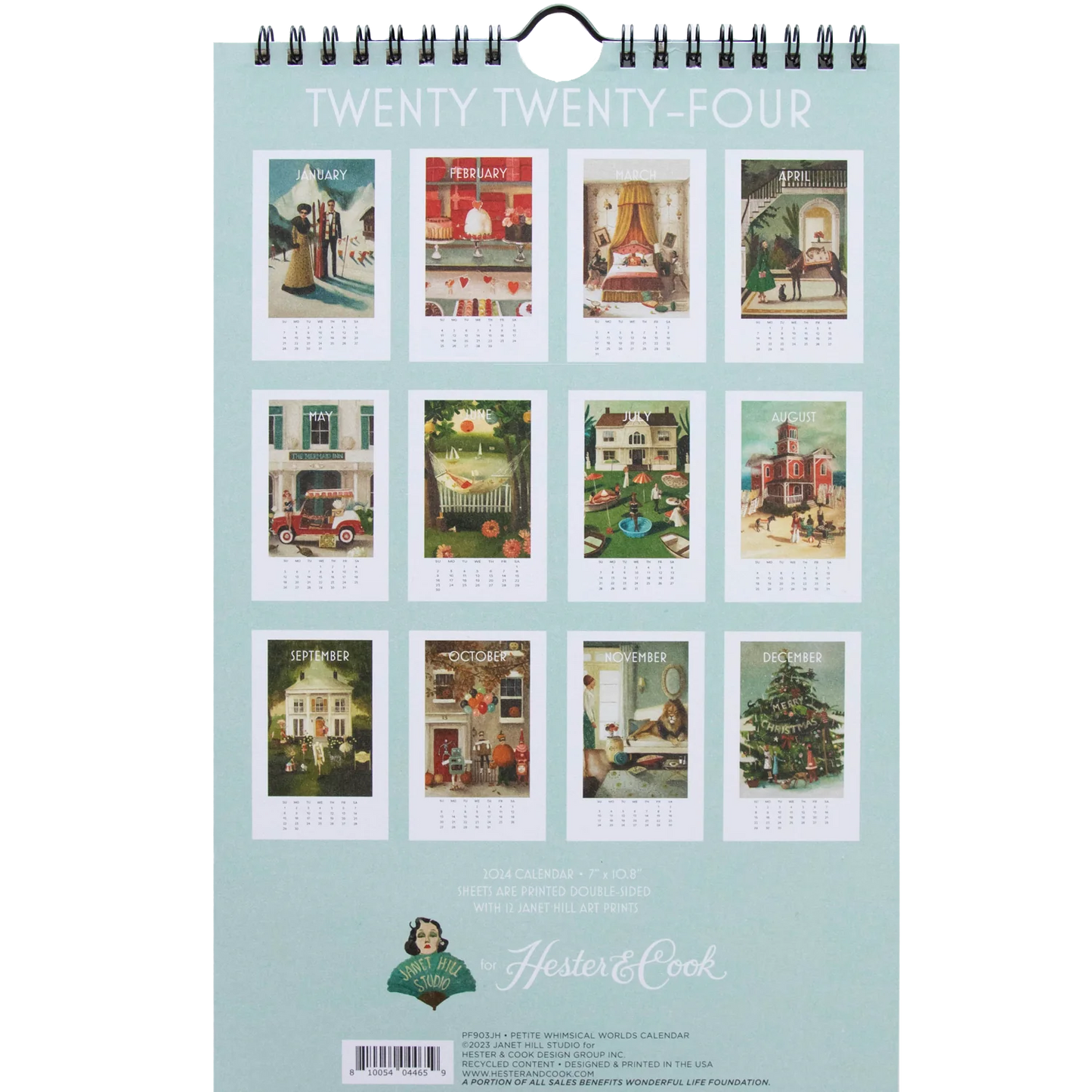 Hester & Cook Janet Hill Studio Petite Whimsical Worlds 2024 Calendar 