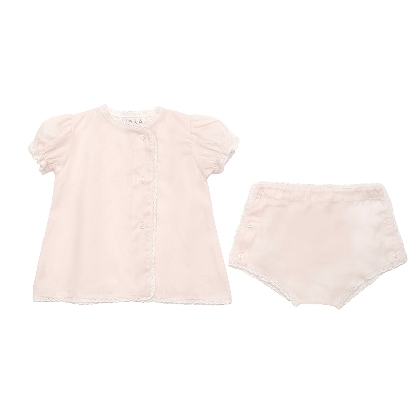 Lenora Pink Baby Eyelet Cotton Diaper Set 