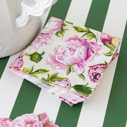 Hester & Cook Peony Cocktail Napkins 