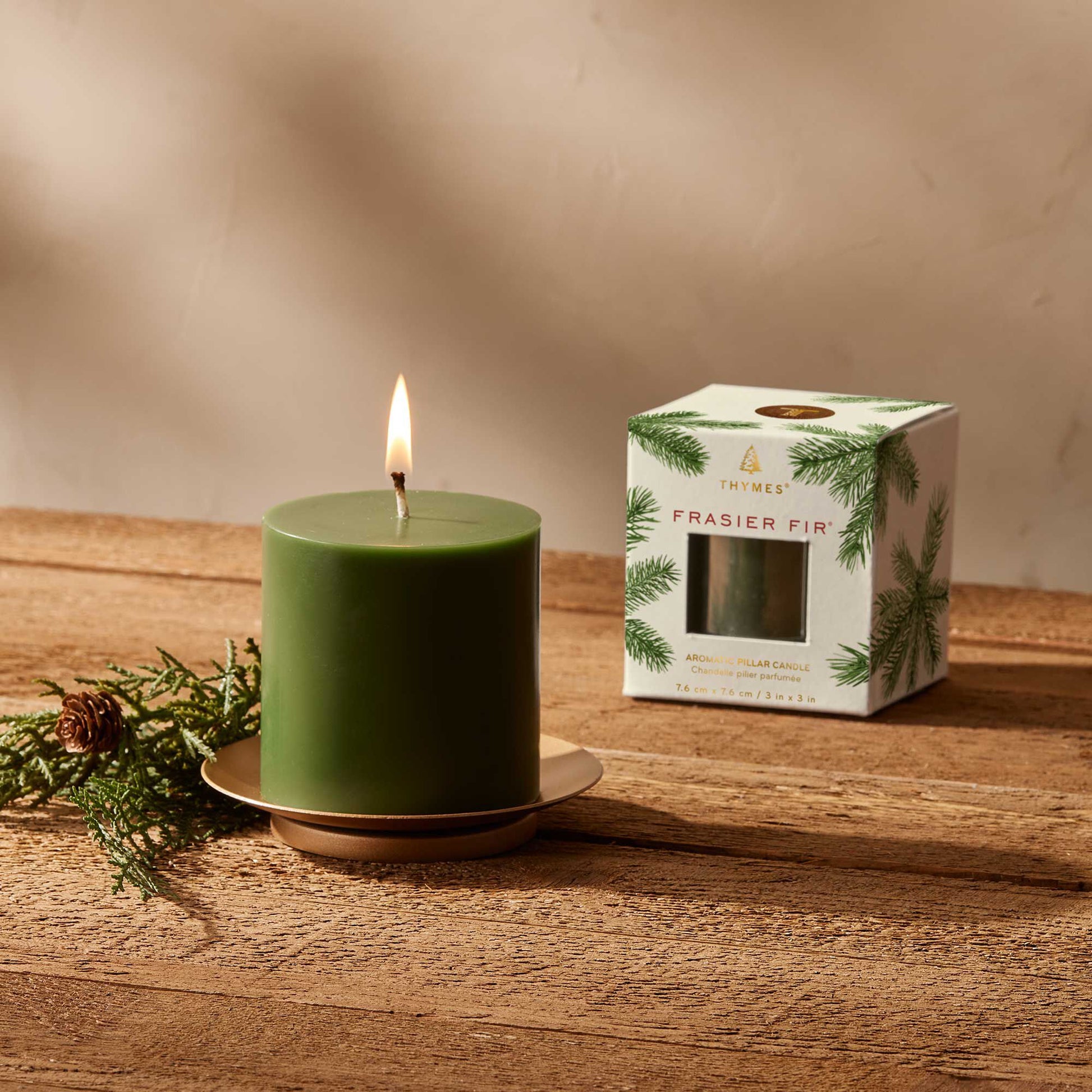 Frasier Fir small pillar candle green Christmas 