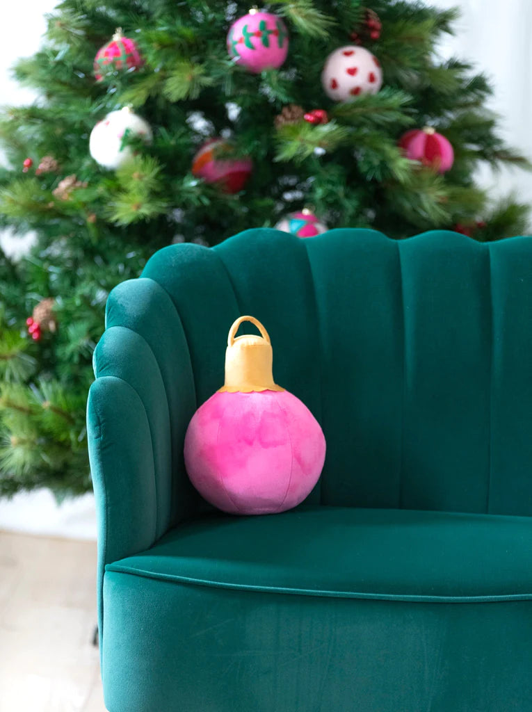 Adorable and unique Shiraleah Merry Bauble Small Pillow in Pink