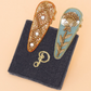 Jewelled Hair Clips (Set of 2) - Diamonds & Floral Stem, Coral & Ice Powder UK