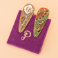 Jewelled Hair Clips (Set of 2) - Floral Stem & 60s Abstract, Sage
