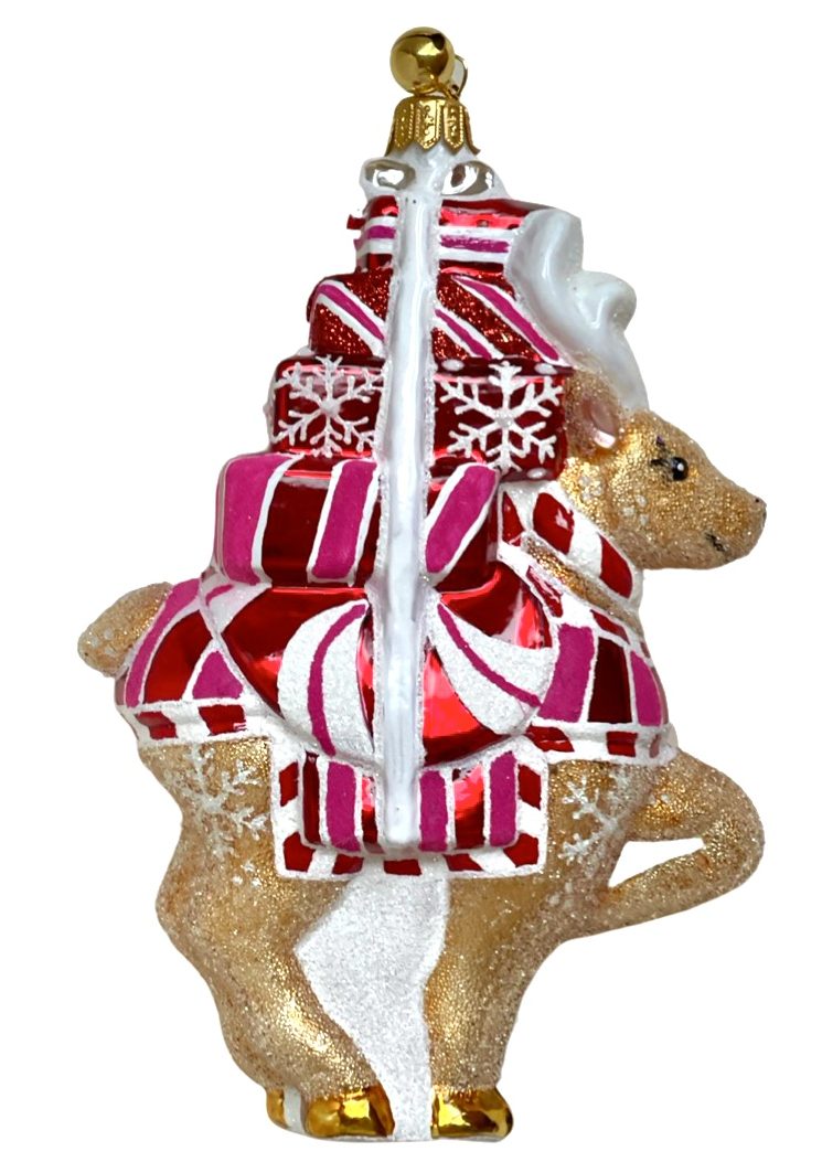 Jingle Nog Ria Renna glass Christmas Ornament 