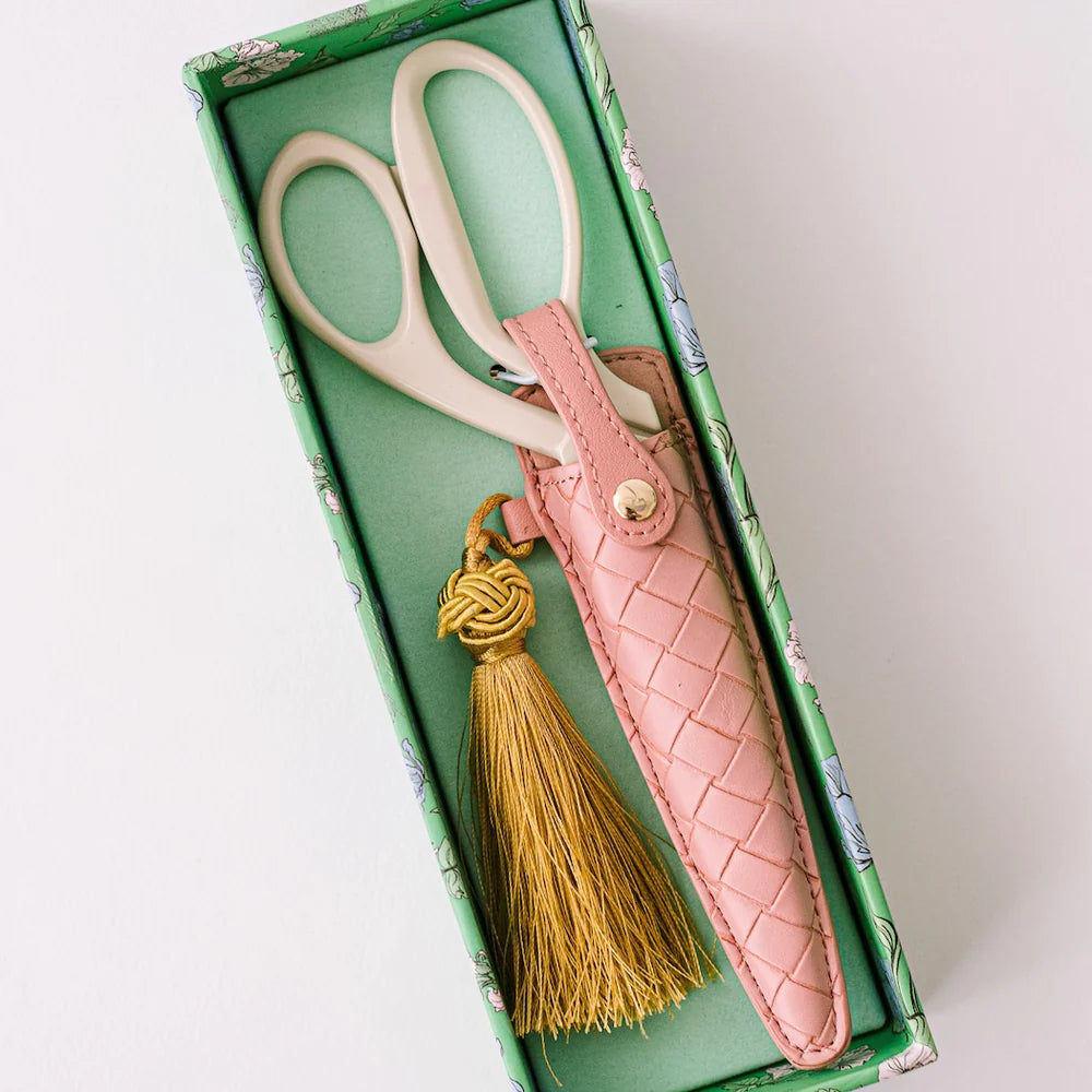 Good Juju Ink Ivory and Gold Heirloom Scissors petunia pink case 