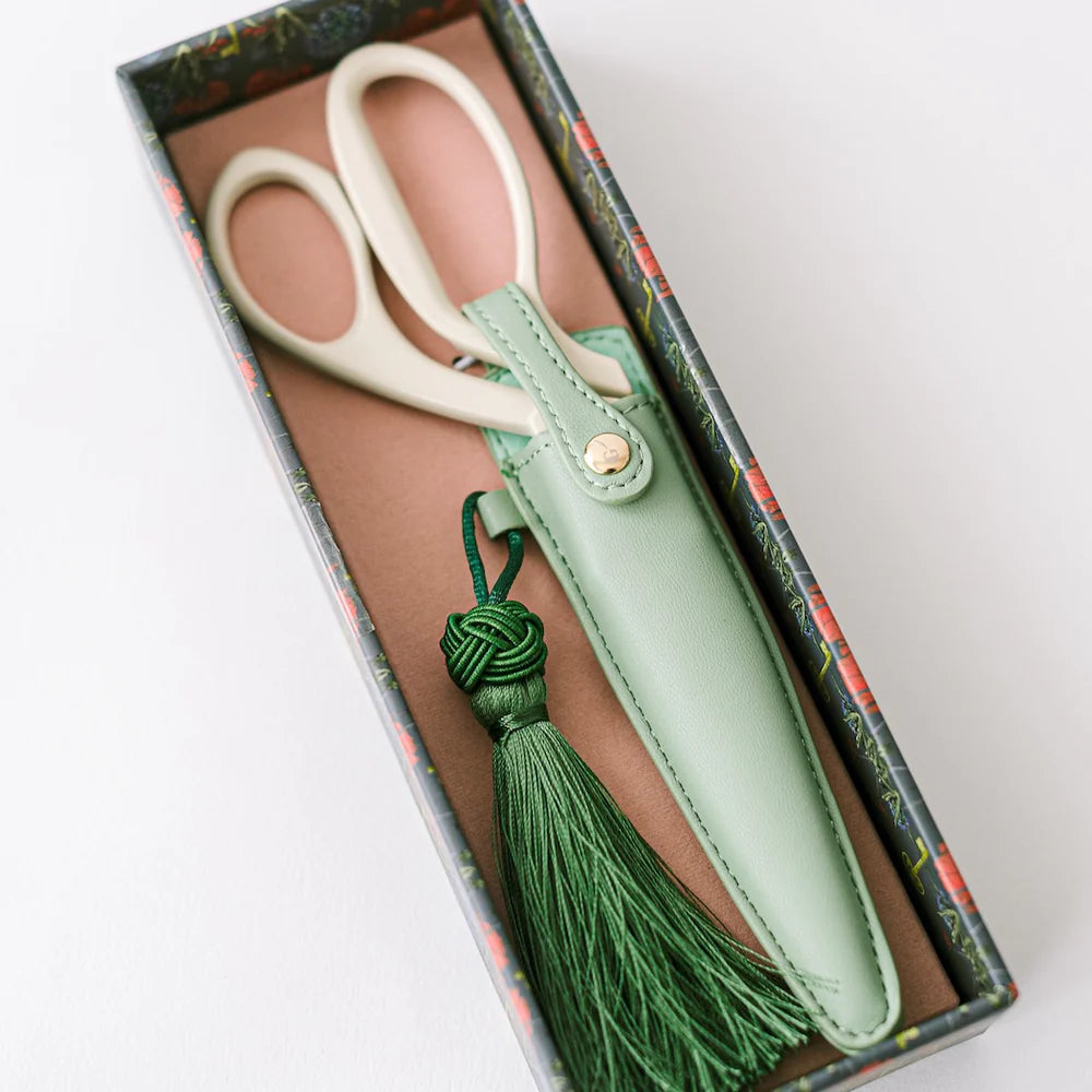 Good Juju Ink Ivory and Gold Heirloom Scissors Sage Green Case 