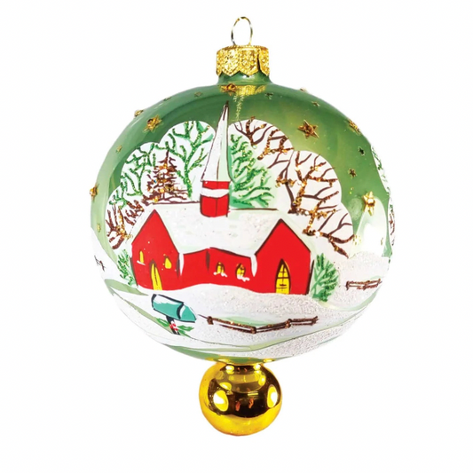 Heartfully Yours Country Chapel glass Christmas ornament