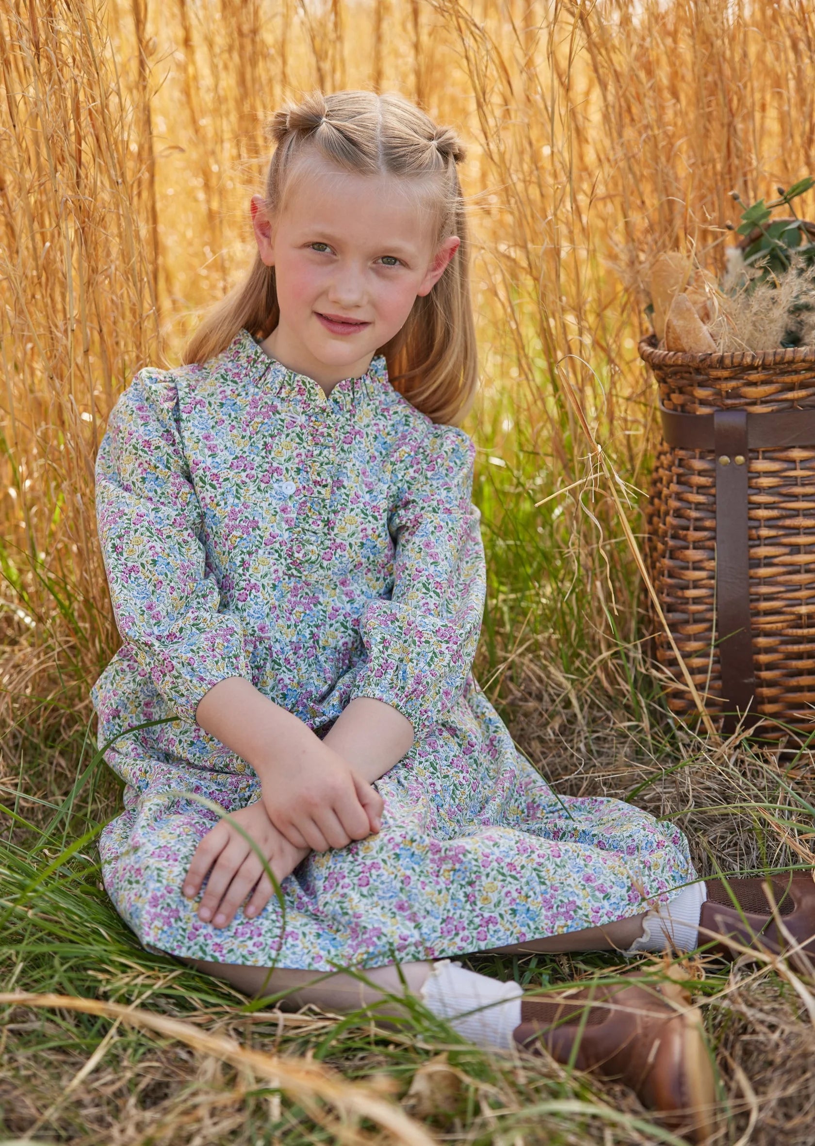 Little English Tiered Midi Dress Green Gables for girls