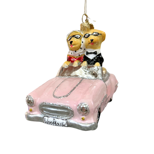 Pups in Pink Cabrio Ornament