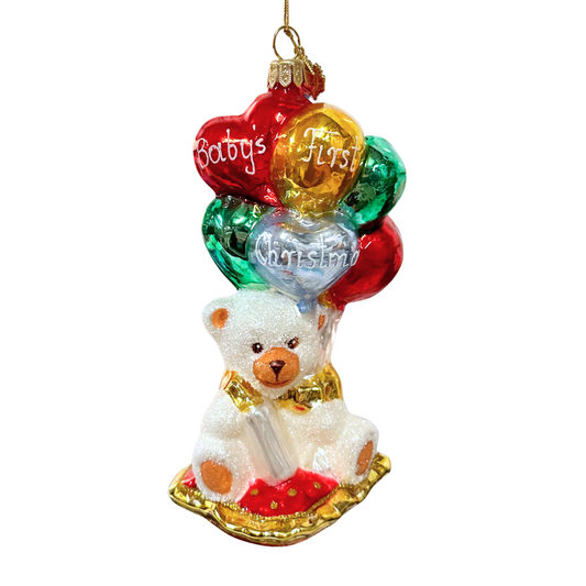 Teddy with Balloons (Baby's First Christmas) Ornament