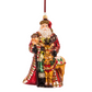 Huras Family glass Christmas ornament Santa in Tartan plaid 